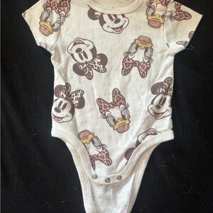 Disney White One-Piece with Pink & Brown Minnie and Daisy Faces